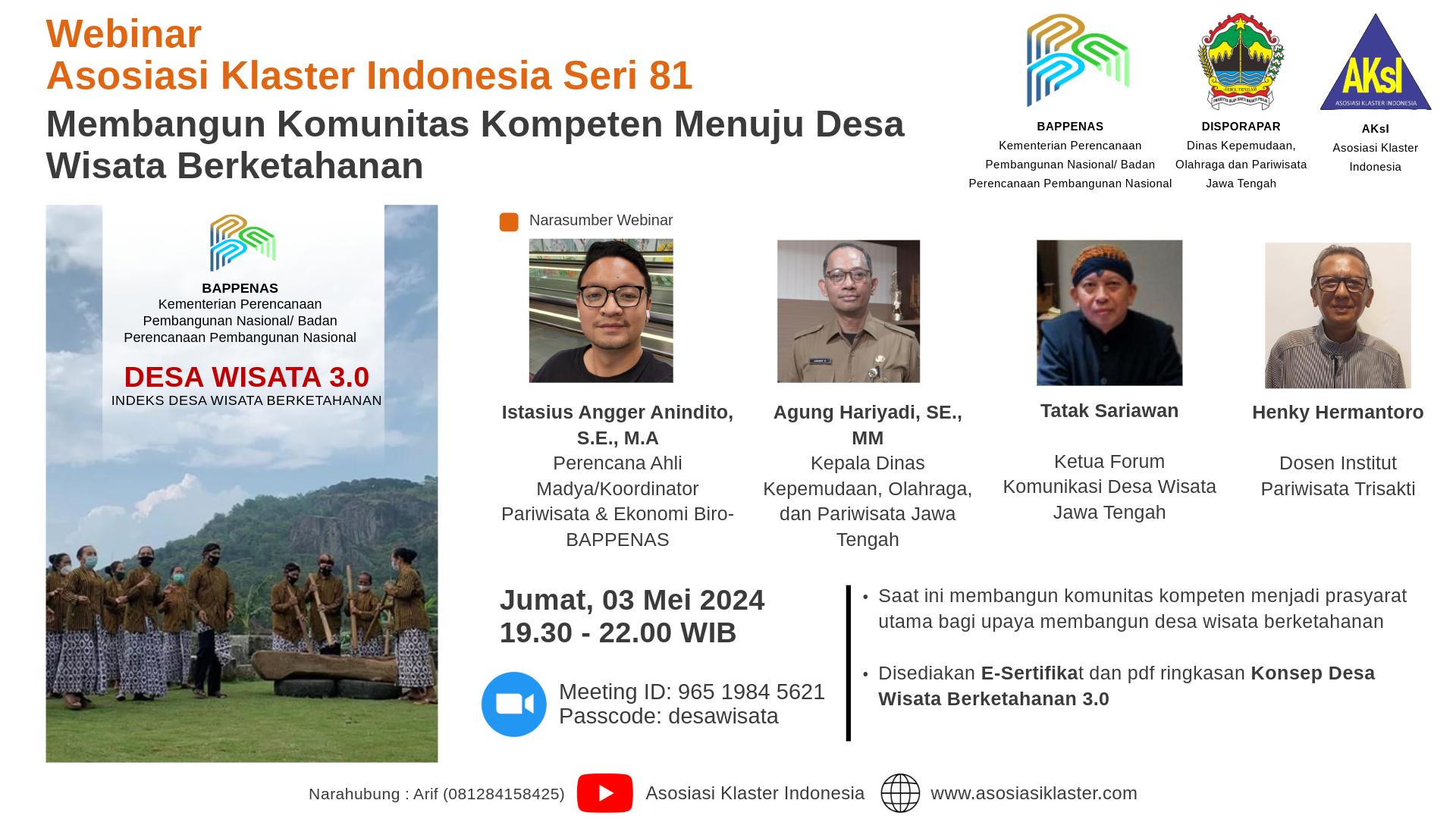 Webinar AKsI Seri 81 “Membangun Komunitas Kompeten Menuju Desa Wisata Berketahanan”